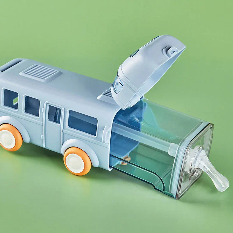 Portable Kids Bus Water Bottle With Straw