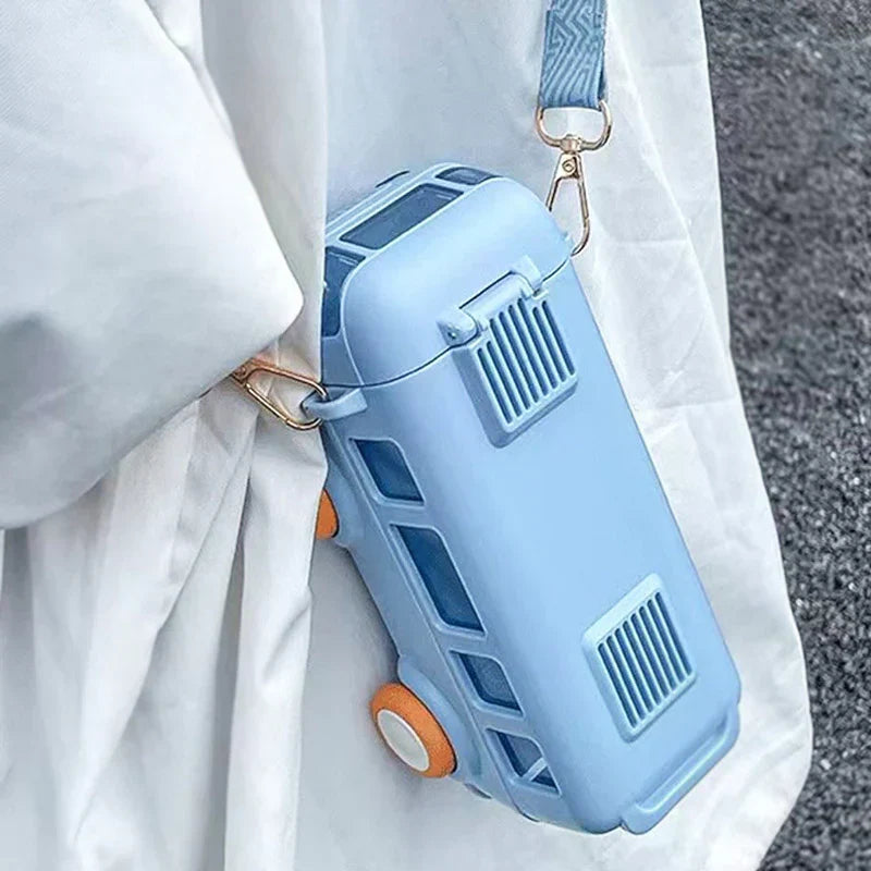 Portable Kids Bus Water Bottle With Straw