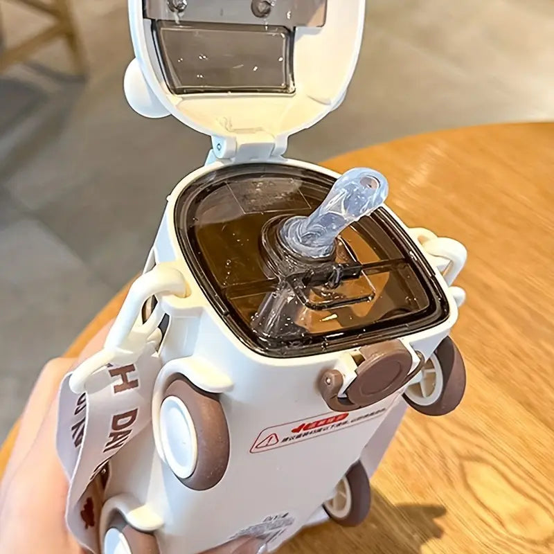 Portable Kids Bus Water Bottle With Straw